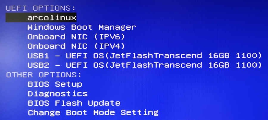 press function key to boot linux usb