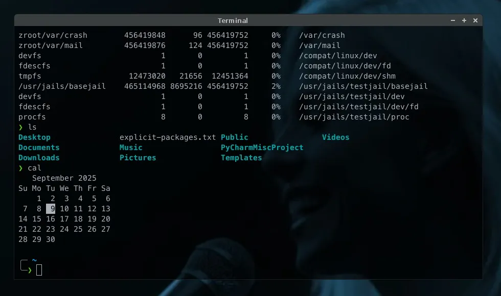 Before and after GhostBSD terminal with Powerlevel10k