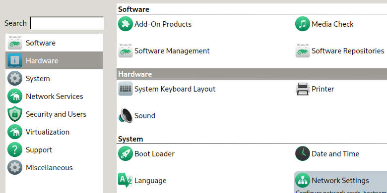 opensuse yast fix no icons