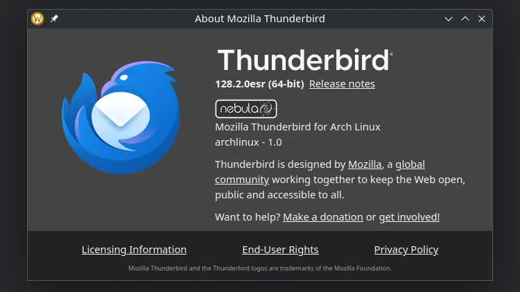 Thunderbird 128 update