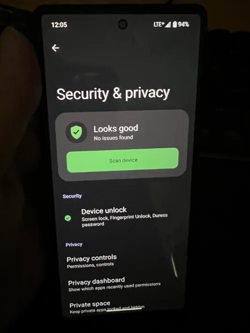 GrapheneOS installed on a Pixel 6 to enhance privacy and security features.